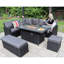 Rosen 9 Seater Corner Sofa  Set With Fire-pit Dining Table With Storage Box & Rain Cover-194108057