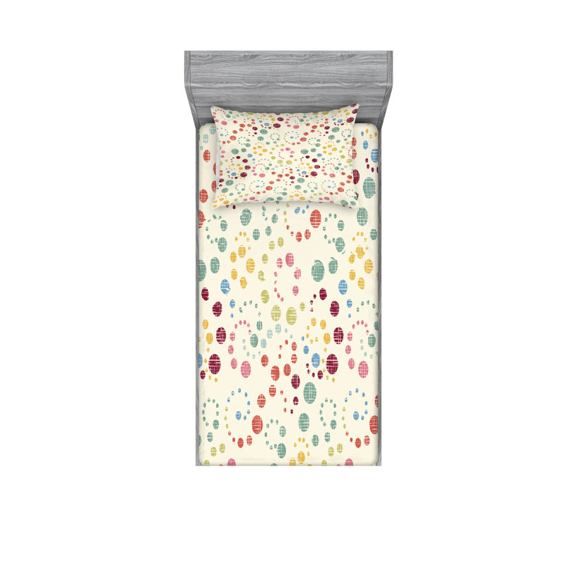 Microfiber Sheet Set, Twin XL Sheet Set with 1 Pillowcase, Green/Orange/White Geometric 1