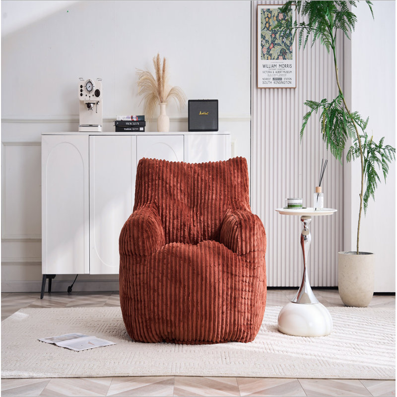 Fauteuil à billes en velours côtelé doux et moelleux rempli d'éponge à mémoire de forme, Red Corduroy