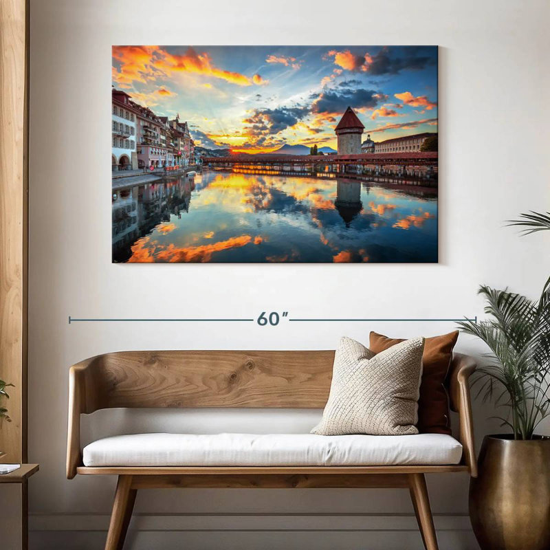 Réflexions de la rivière Sirci Lucerne City, H 32 po x l 48 po