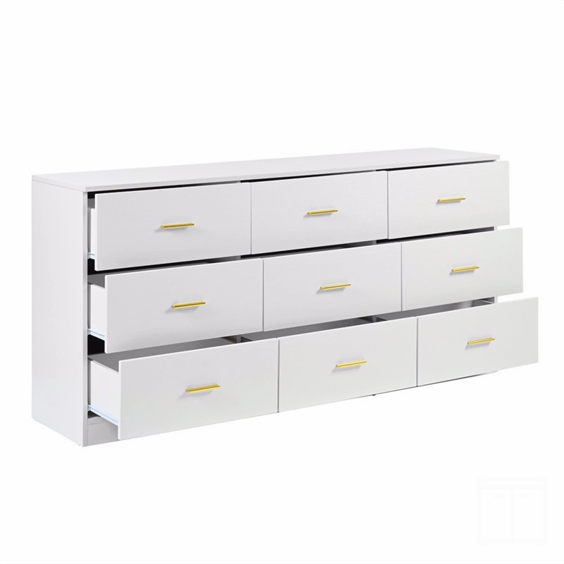 Commode moderne à 9 tiroirs pour la chambre à coucher - Vaste commode de rangement, robuste et sécuritaire