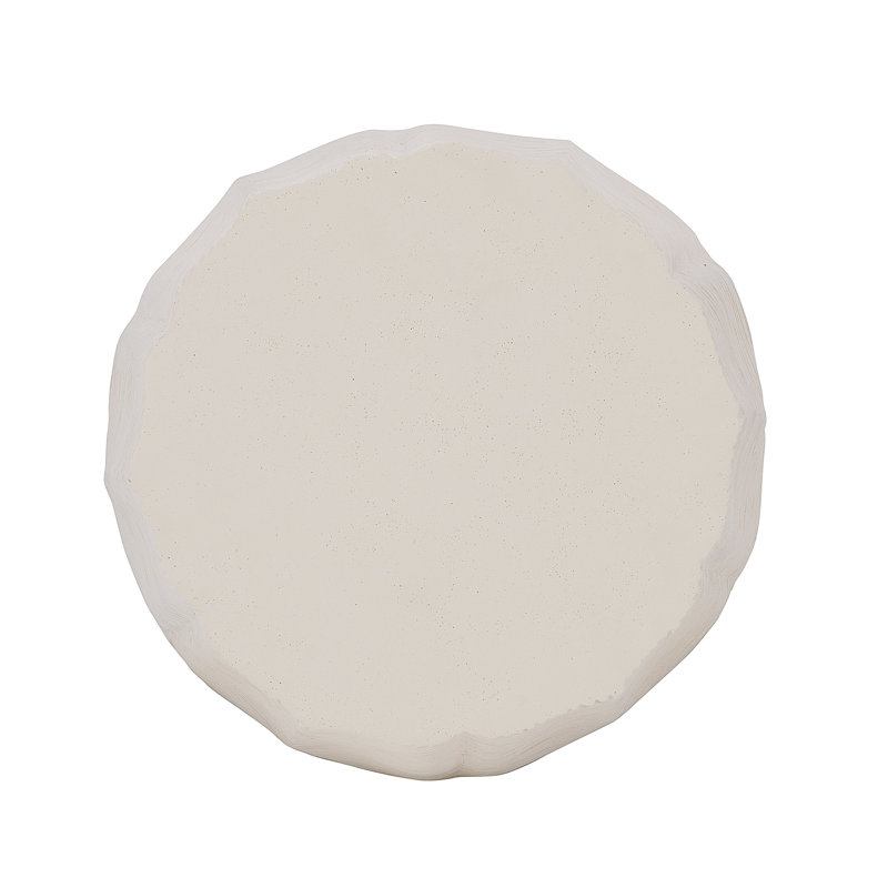 Transitional Beige Round Side Table 15'' with Stonecast Top