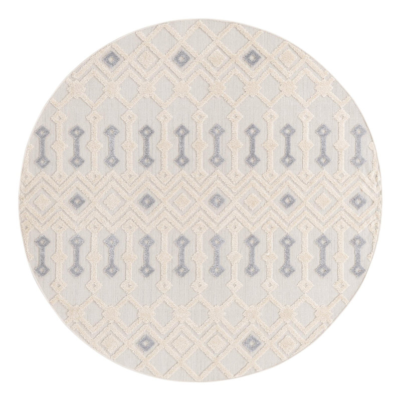 Beige Groton / gris, Rond 7 pi