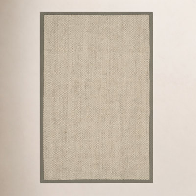 Beige Green Floral Jute Rug