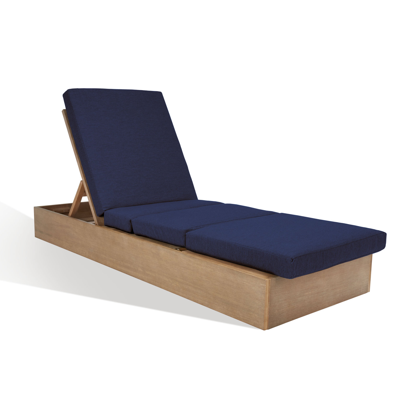 Fatima Wood Chaise Lounge Chair , Navy
