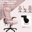 Fauteuil de bureau inclinable, chauffant et chauffant, en velours rose, avec siège réglable et massage, rose