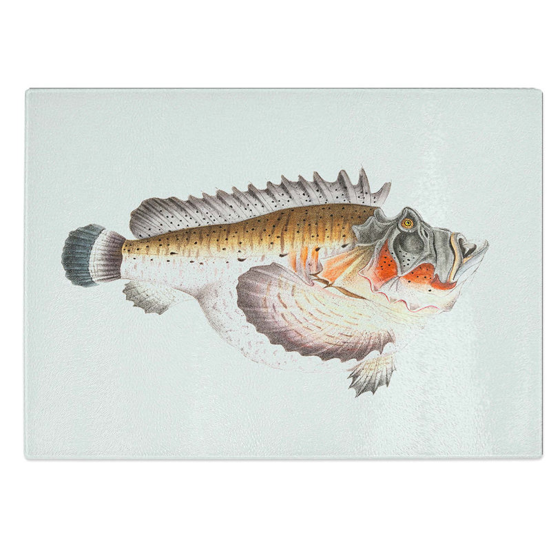 Glass Hog Fish Illustration by John Edward Gray Chopping Board, 39 cm W x 28.5 cm L