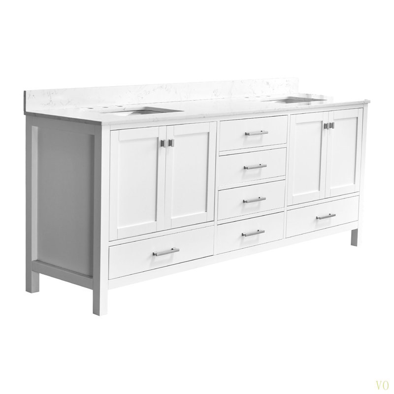 Meuble-lavabo autoportant avec cadre double en bois massif 84 po