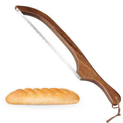 Couteau à pain pour pain fait maison, couteau à pain au levain, couteau dentelé 15,7 po pour pain fait maison (1, acacia)