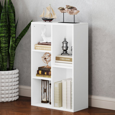 HOMCOM 2 Tier Bookshelf with 5 Open Storage Compartments