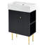 Meuble-lavabo noir 21,6 po, armoire combinée, meuble de rangement pour salle de bain, lavabo simple en céramique, rangement à droite-121615267