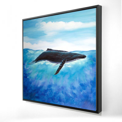 Toile encadrée Blue Whale | Décor bleu marine | Art aquatique