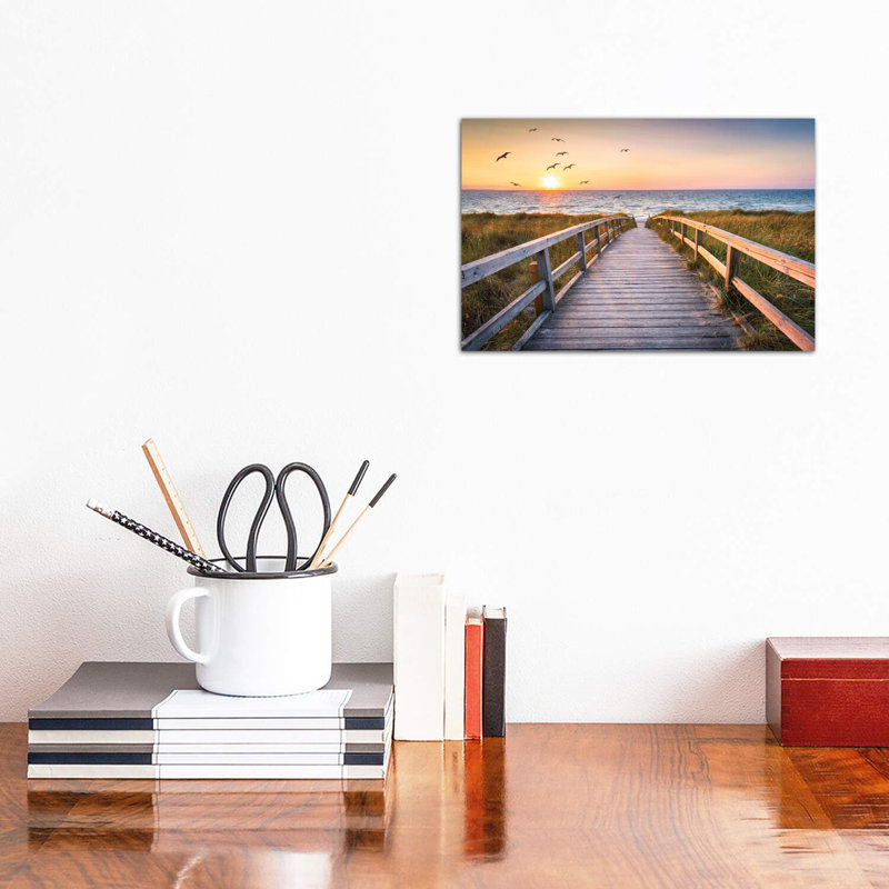 Sunset At The Dune Beach by Jan Becke - No Frame Print on Plastic / Acrylic, Wrapped Canvas, 20.32 cm H x 30.48 cm W