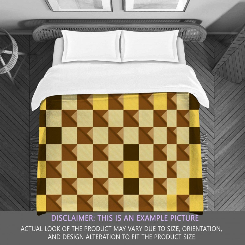 Polyester Comforter, Twin Comforter, Brown/Yellow Checkered