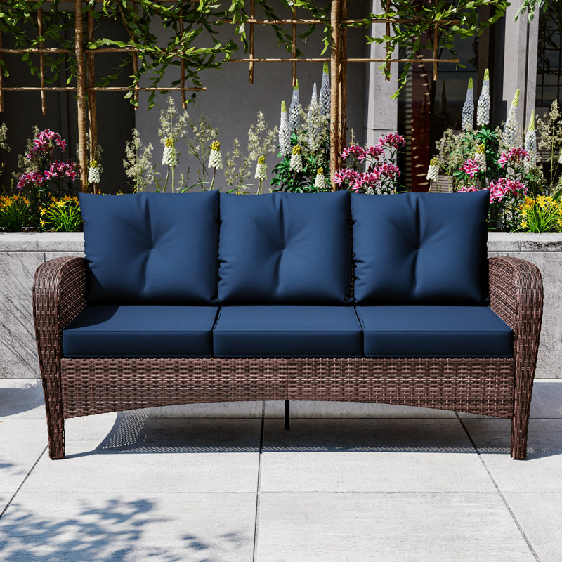 72" x 30" x 35" Outdoor Patio Sofa, Blue
