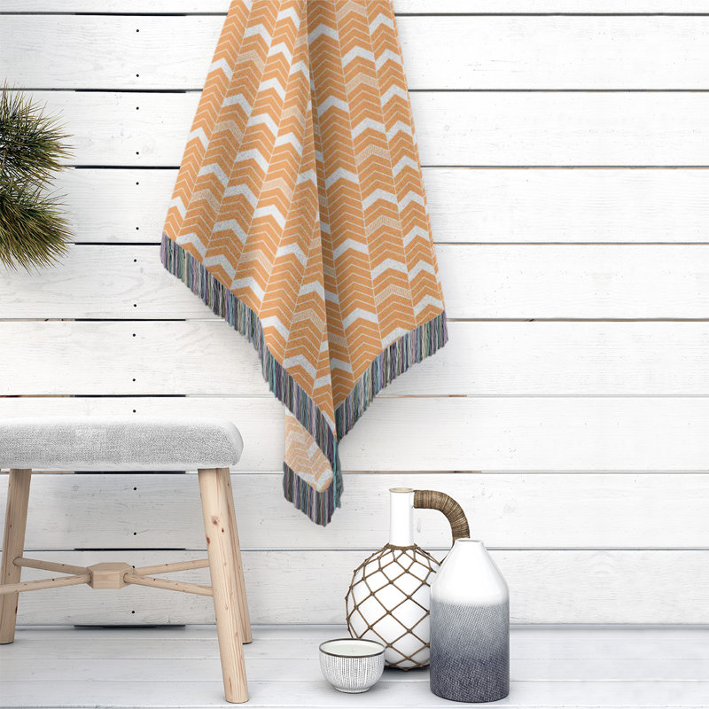 Couverture en coton tissé Rhonda, l 37 po x L 52 po, Orange
