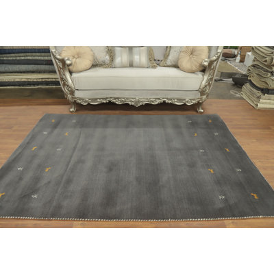 Tapis tribal gris de style Gabbeh 5 x 7