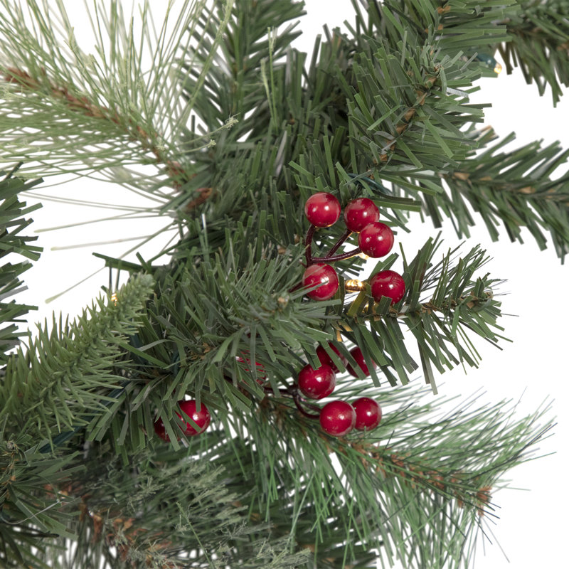Guirlande de Noël artificielle pré-éclairée 6 pi x 9 po avec pommes de pin et baies
