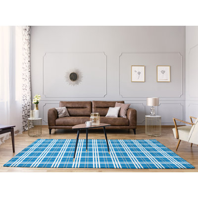 Tapis à carreaux bleu