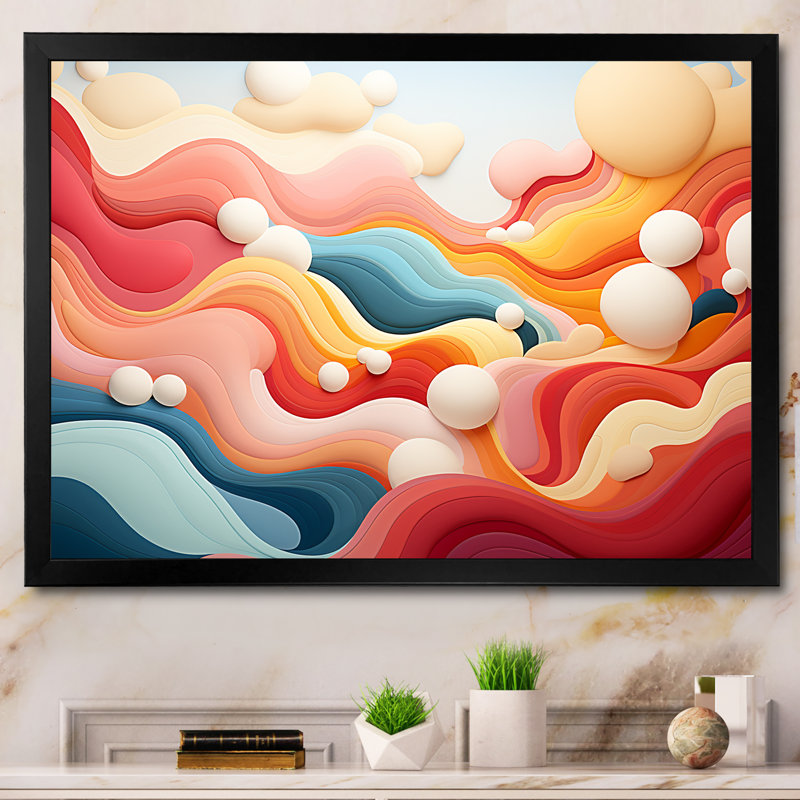 «Colorful Fantasy Mountain Landscape II», reproduction d'art murale abstraite, Cadre d'angle fermé noir