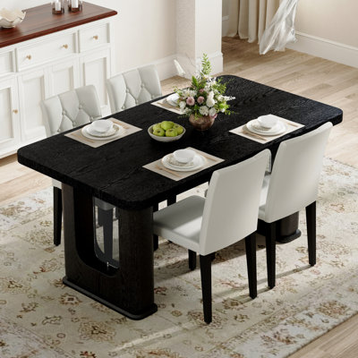 Ensemble 5 pièces de table et chaises, 4 tables de salle à manger capitonnées