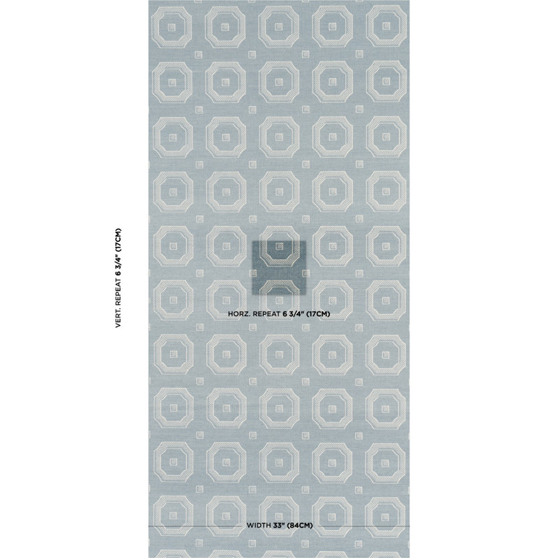 Beveled Frame Geometric Paper Wallpaper Roll, Denim