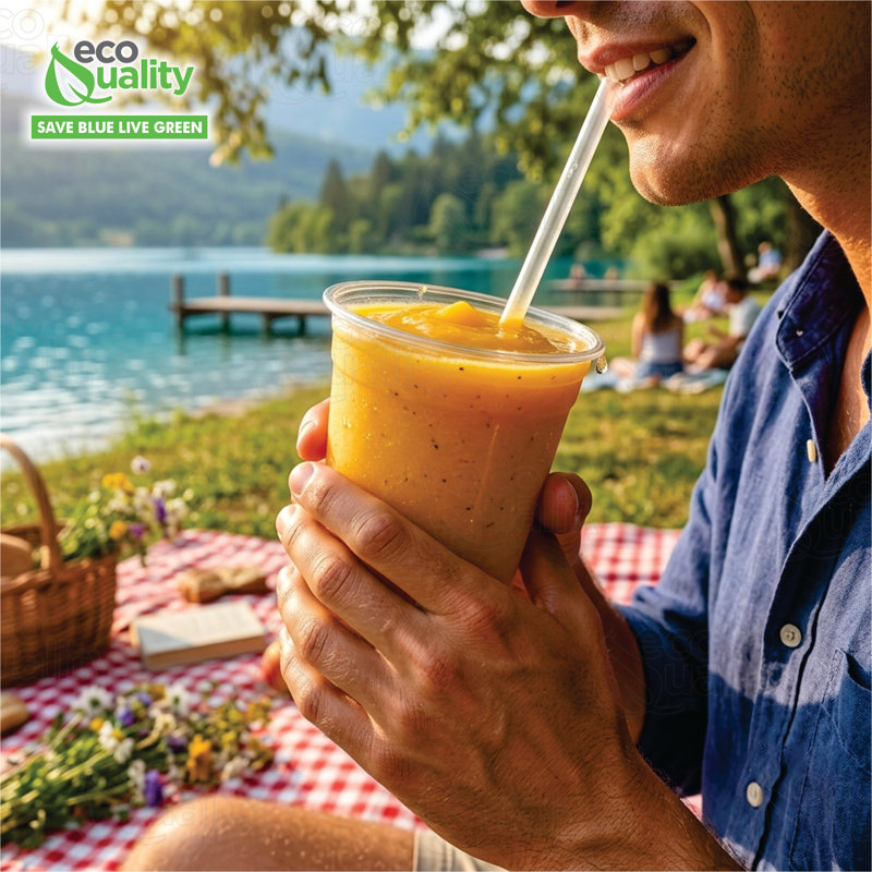 Smoothies à café glacé 12 oz avec couvercles plats Ecoqualité (1000)