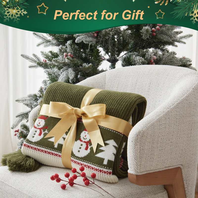 Walensee Christmas Throw Blanket, Ultra Soft Knit Blanket, Lightweight Warm Decor Blanket, 50"x60", Green