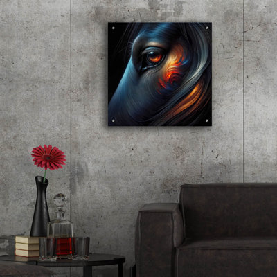 Art mural en verre épique «Horses Eye» par Rey Klimt, 24 po x 24 po