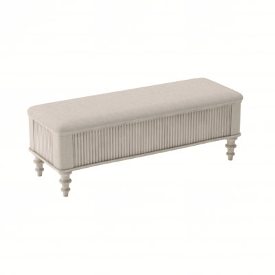50.8-inch Multi-Functional Storage Ottoman Bench-Solid Rubberwood Bed End Bench with Linen Seat, Storage Bench for Bedroom, Entryway Shoe Organizer for Bedroom, Living Room, Entryway, Closet