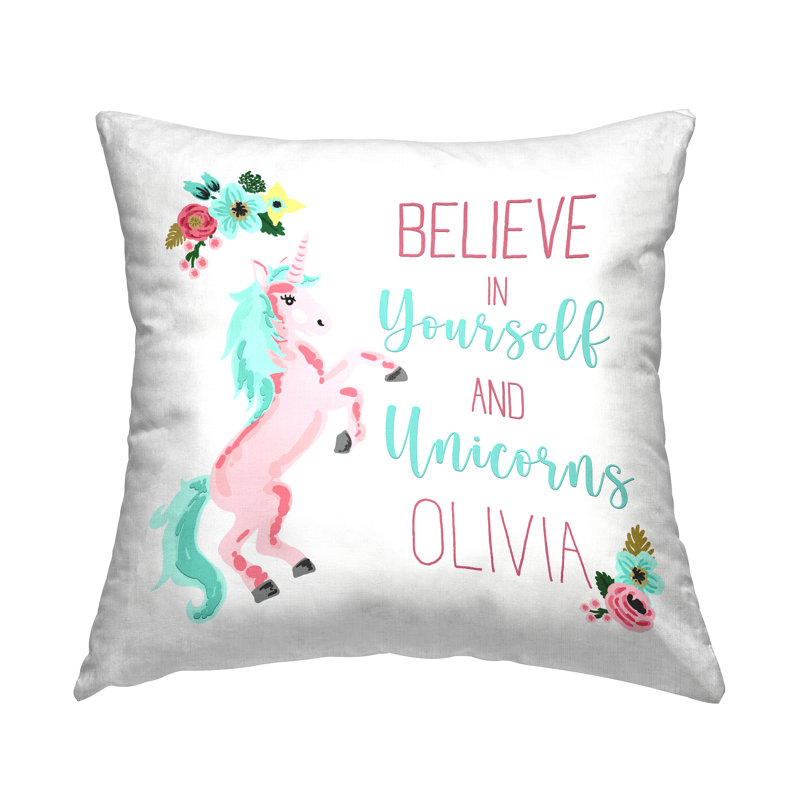 Coussin décoratif imprimé personnalisé Yourself & Unicorns par TSB and Co., Oui