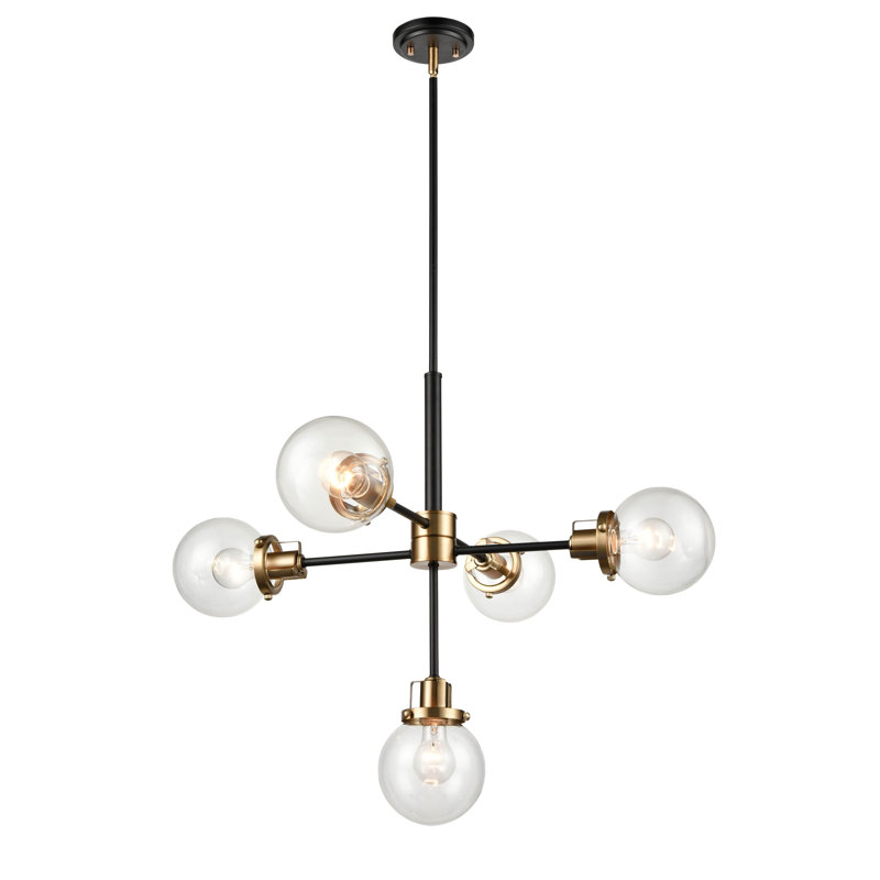 5 lumières 31,5 po Luminaire suspendu moderne or mat noir