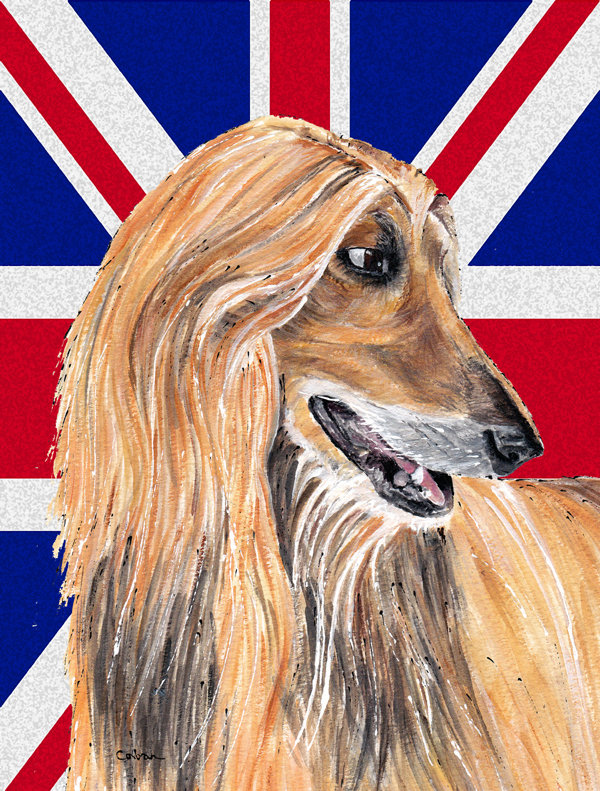 40 x 28 po en polyester britannique 2 faces english union jack drapeau maison, Lévrier afghan