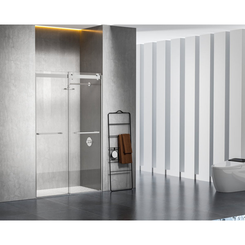 47" - 48" W x 76" H Double Sliding Frameless Shower Door, Chrome
