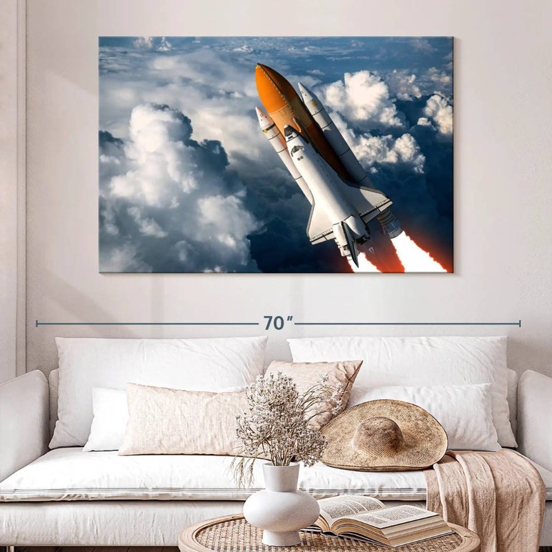 Oberle Cloudy Space Shuttle Flight, 34" H x 51" W
