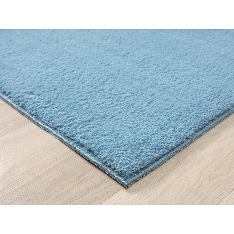 Taeler Washable Modern Living Room Rug Polyester Plain Indoor Area Rug with Low Pile - Anti-Slip Felt Backing Carpet Bedroom-Hallway, Teal