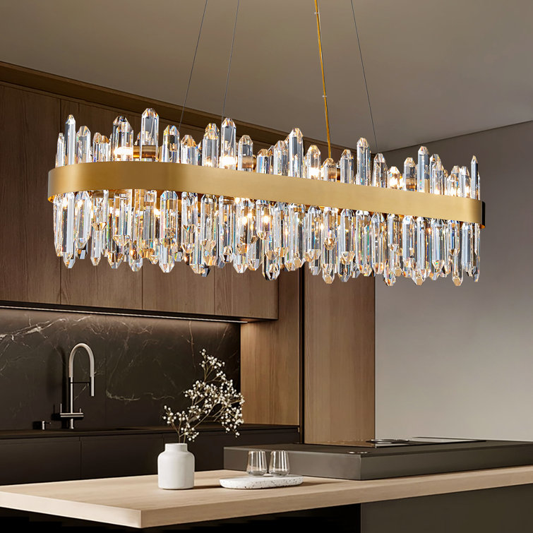 Modern Rectangle Crystal Light Fixture