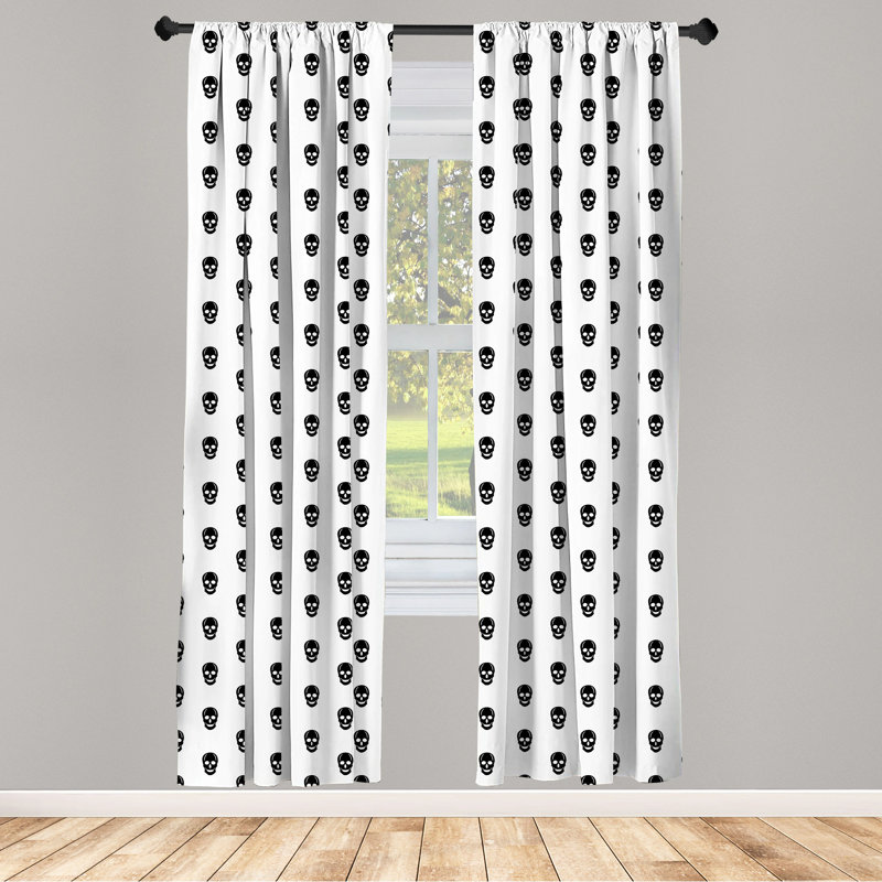 Skull Semi-Sheer Rod Pocket Curtain Panels, 28" x 63"