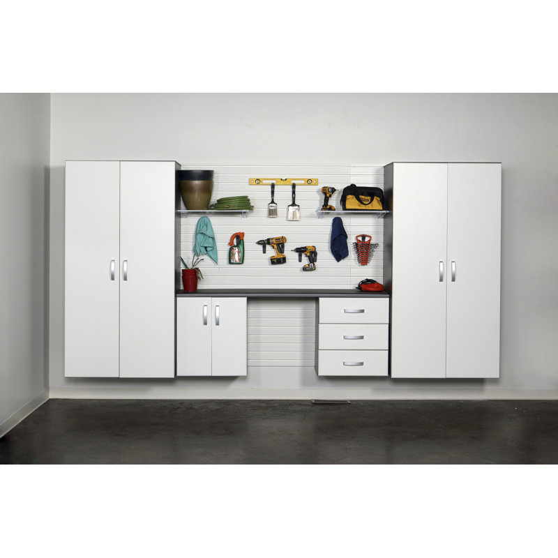 Ensemble d'armoires de rangement pour garage 4 pièces Deluxe, Blanc