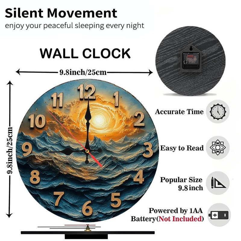 Horloge murale coucher de soleil océan