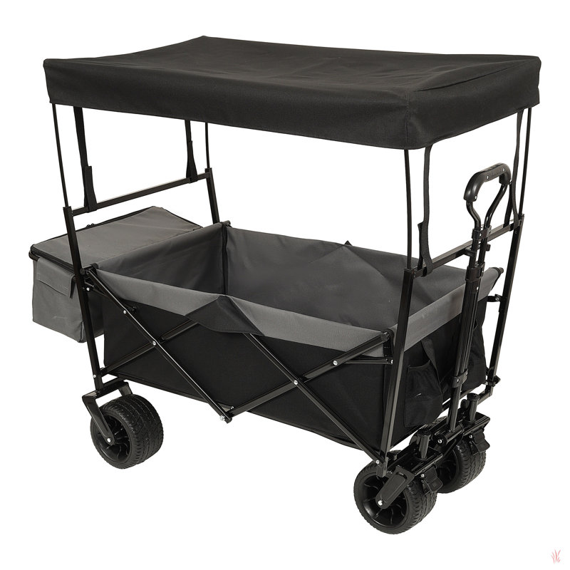 480Lbs Collapsible Wagon With Canopy,Wagon Stroller With 7" All-Terrain Wheels, Lightweight Foldable Wagon, Large Capacity For Camping, Shopping, Sports, And Garden Use,Mosquito Net