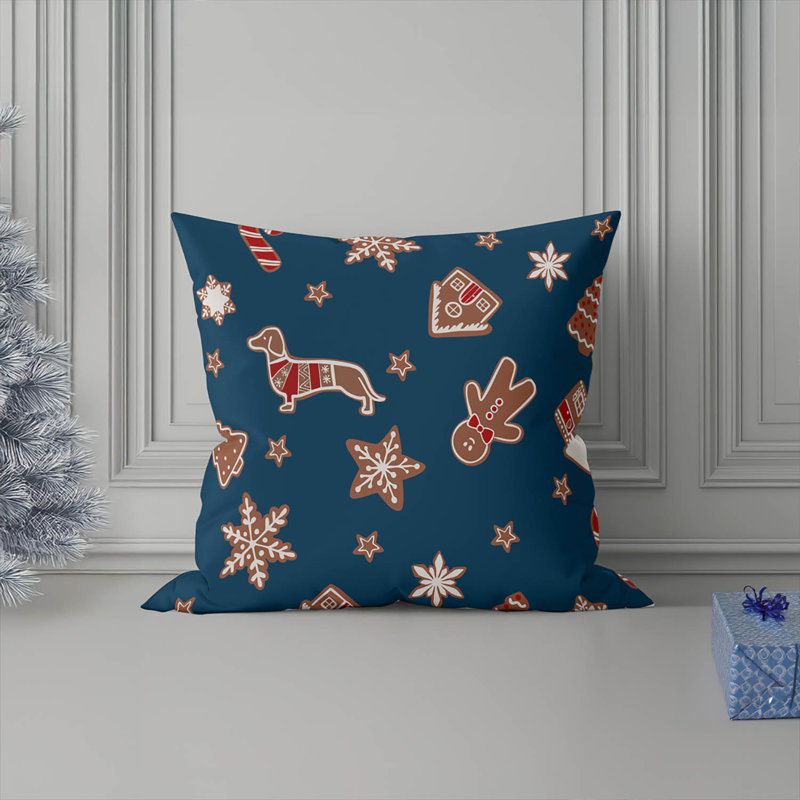 Coussin décoratif d'intérieur Ginger All The Way Seasonal, Bleu très foncé, Carré 16 po