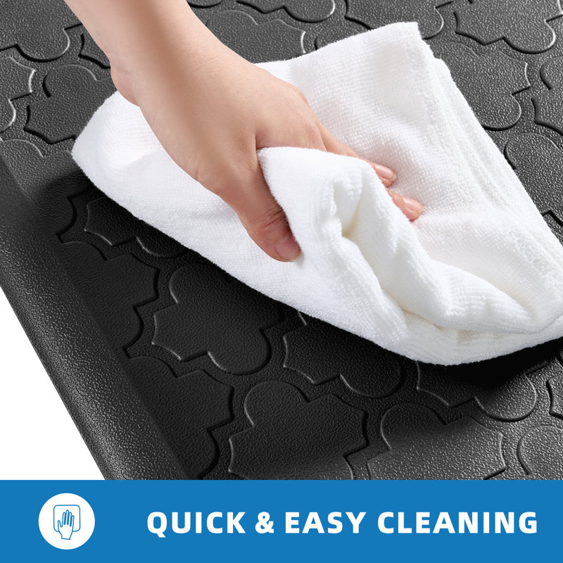 Anti-fatigue Mat Non-Slip Kitchen Mat, Black, Runner 17.3" x 30" + 17.3" x 47"