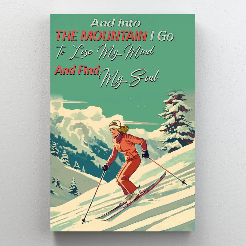 Skier et dans les montagnes I Go, H 36 po x l 24 po x P 1,25 po