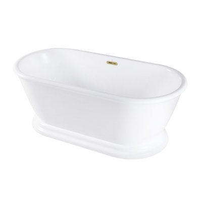 Baignoire piédestal à double extrémité en acrylique 60 po avec drain Kingston Eden