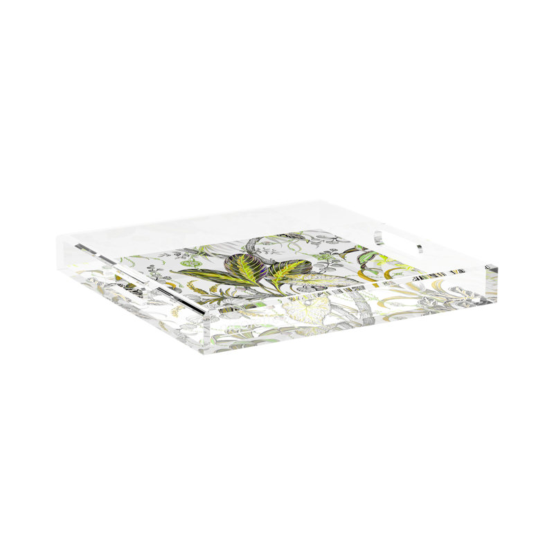 Amazonia Acrylic Square Decorative Tray, 15"W x 15"D x 2"H, Mustard