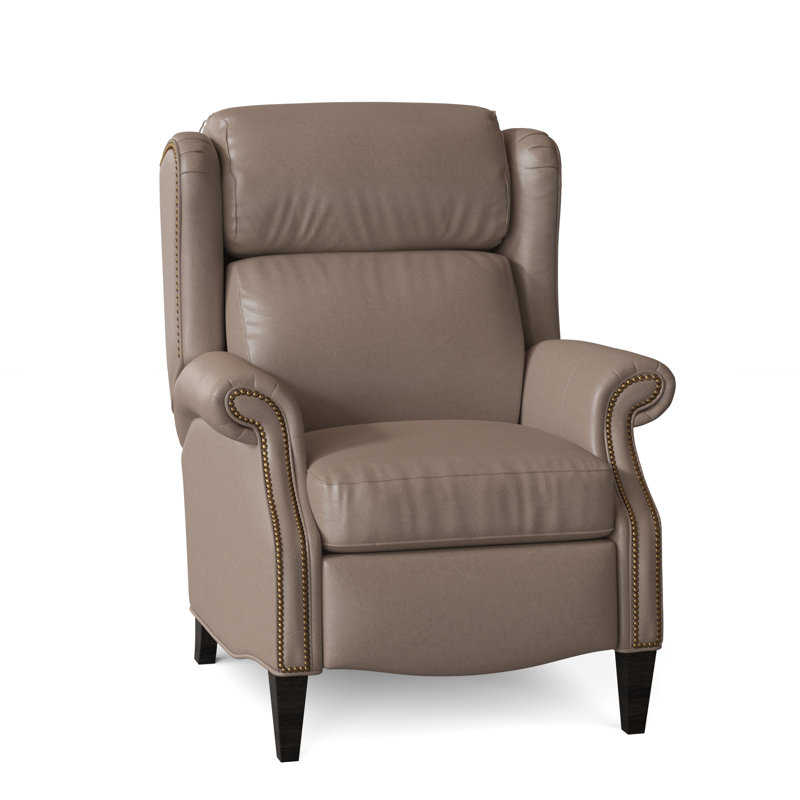 Miller Recliner, Aline Fumo Genuine Leather, Cobblestone, French Natural