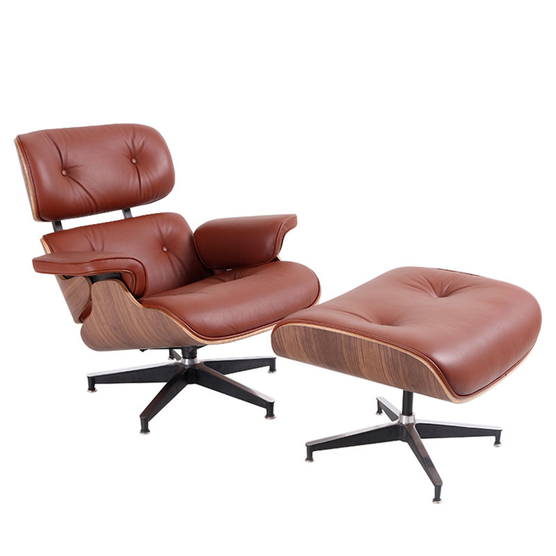 Raivo Upholstered Swivel Accent Chair, Brown Leather