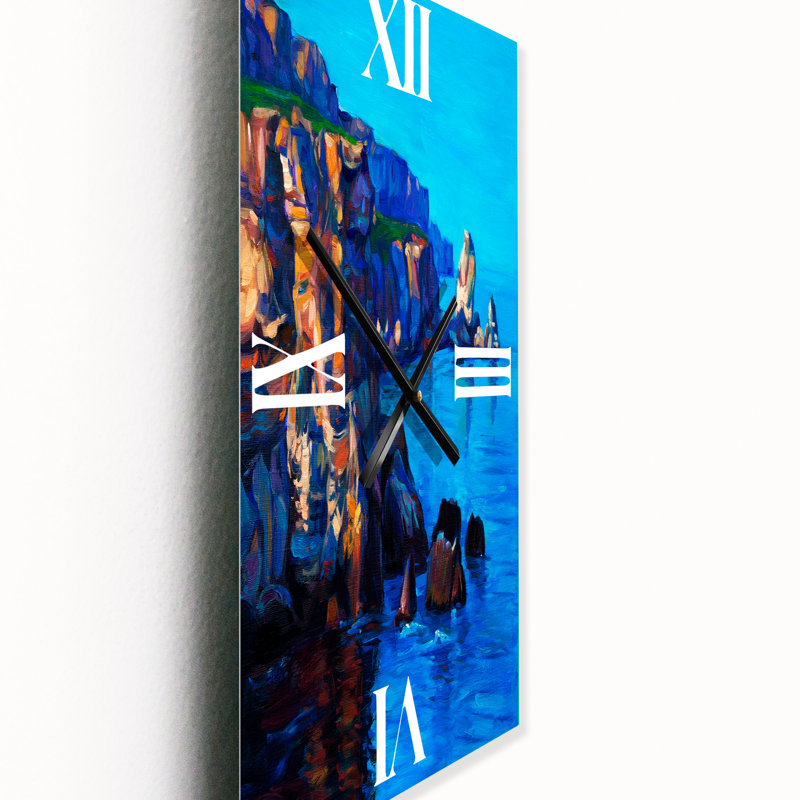 Horloge murale Cliff by the Ocean in the Evening Glow, Petit