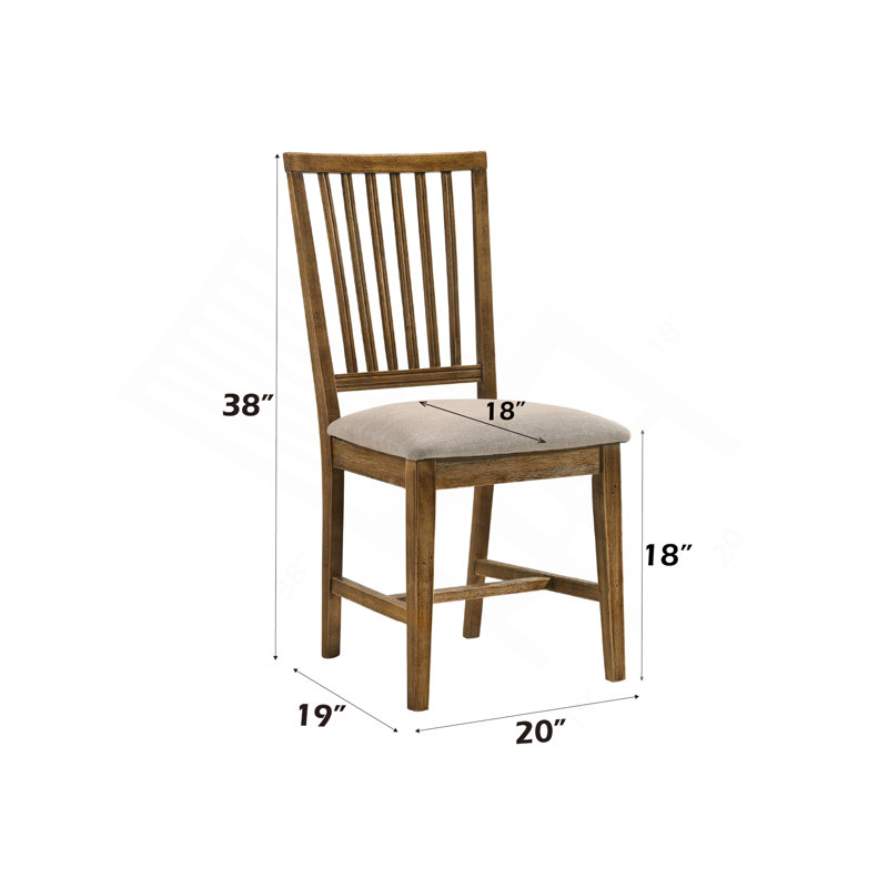 Ensemble de 2 chaises d'appoint en lin brun clair et chêne vieilli Wallace II